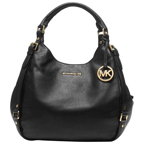 michael kors black leather handbag|michael kors black shoulder handbags.